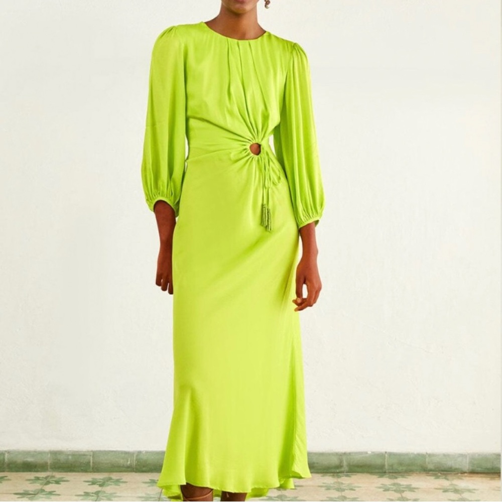 FARM RIO LIME PIPING MIDI DRESS NWOT 🌸